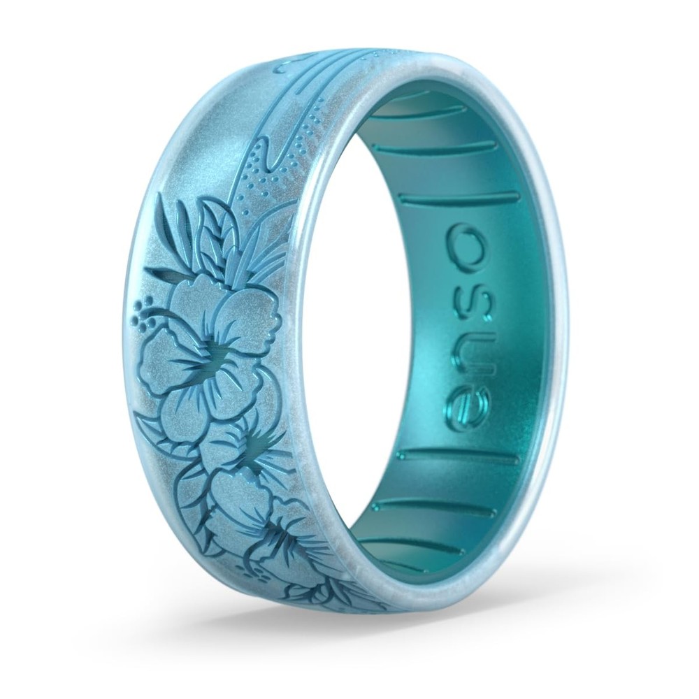 Etched Silicone Ring Coastal Collection Flexible Comfortable Men Women Jewelry
