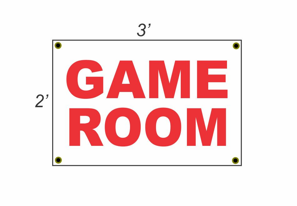Red & White 2x3 GAME ROOM Banner Sign – New Discount Size & Price with Free Shipping Included