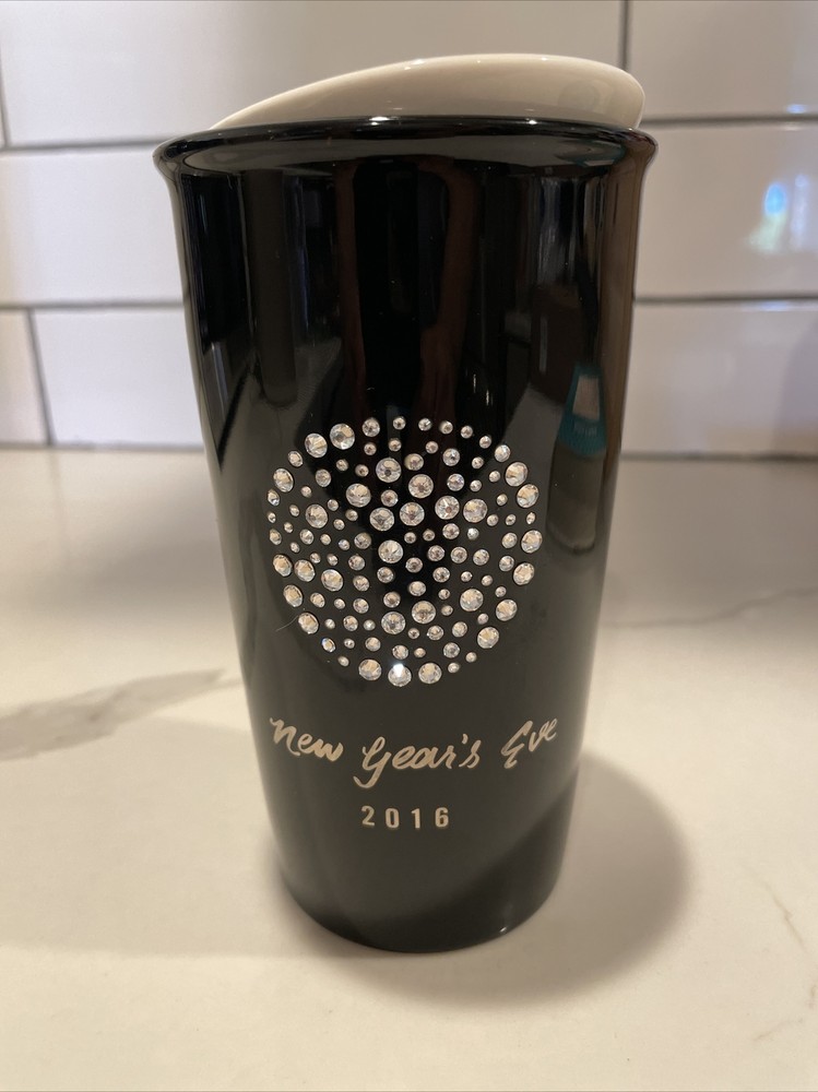 2016 Starbucks New Year Eve black ceramic mug with Swarovski crystals-image
