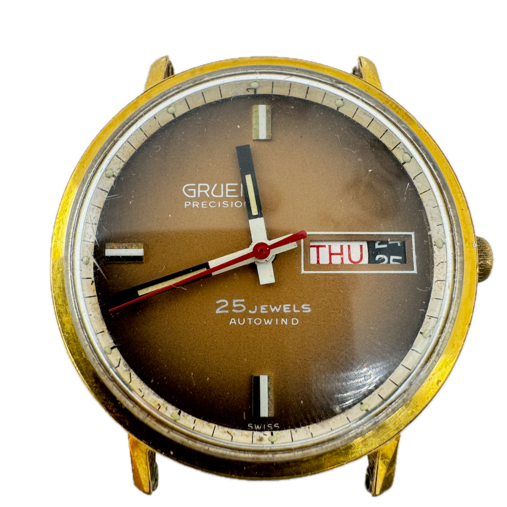 Vintage Gruen Precision 790CD 25 Jewel Men's Automatic Wristwatch AS 2066 Brown