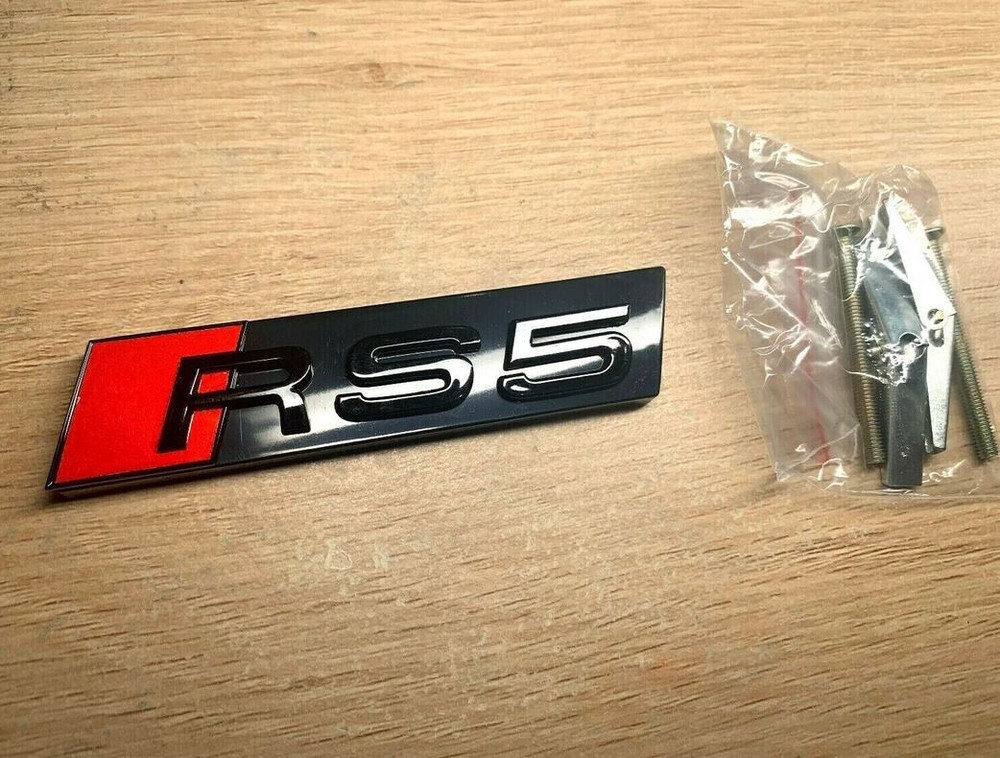 NEW Audi RS5 S5 A5 Hood Mesh Grille Emblem Front Bonnet Badge Decal Gloss Black