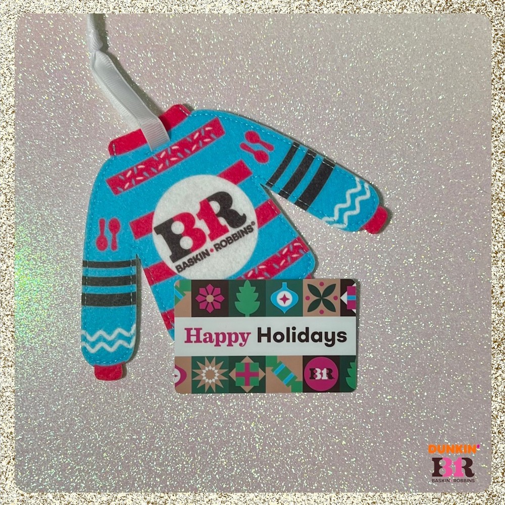 🎄 2025 Baskin Robbins/Dunkin Holiday Gift Card w/ Xmas Sweater Pouch/Ornament$0