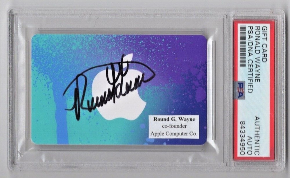 Ronald G Wayne Apple Co Founder Signed Apple iTunes Gift Card PSA/DNA #4