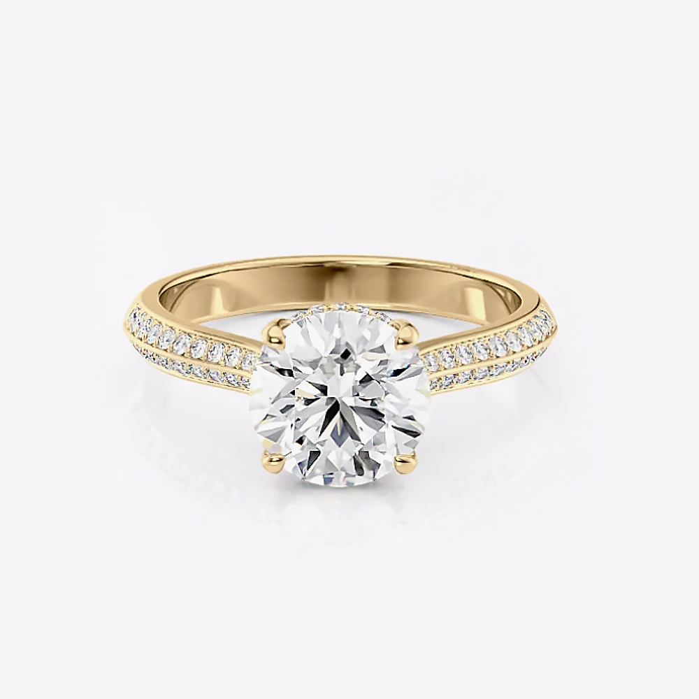 IGI Certified Diamond  Ring 1.90 Ct Lab Created Round Cut 14k Yellow Gold