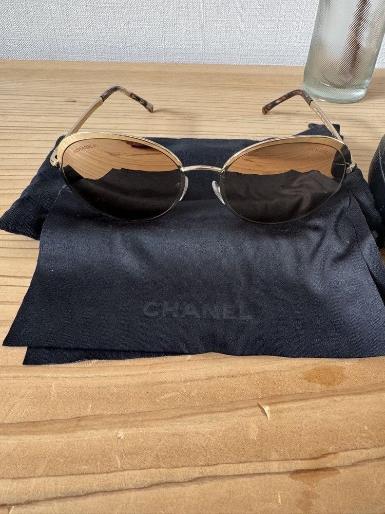CHANEL Brown Mirror Cat Eye Sunglasses for Women