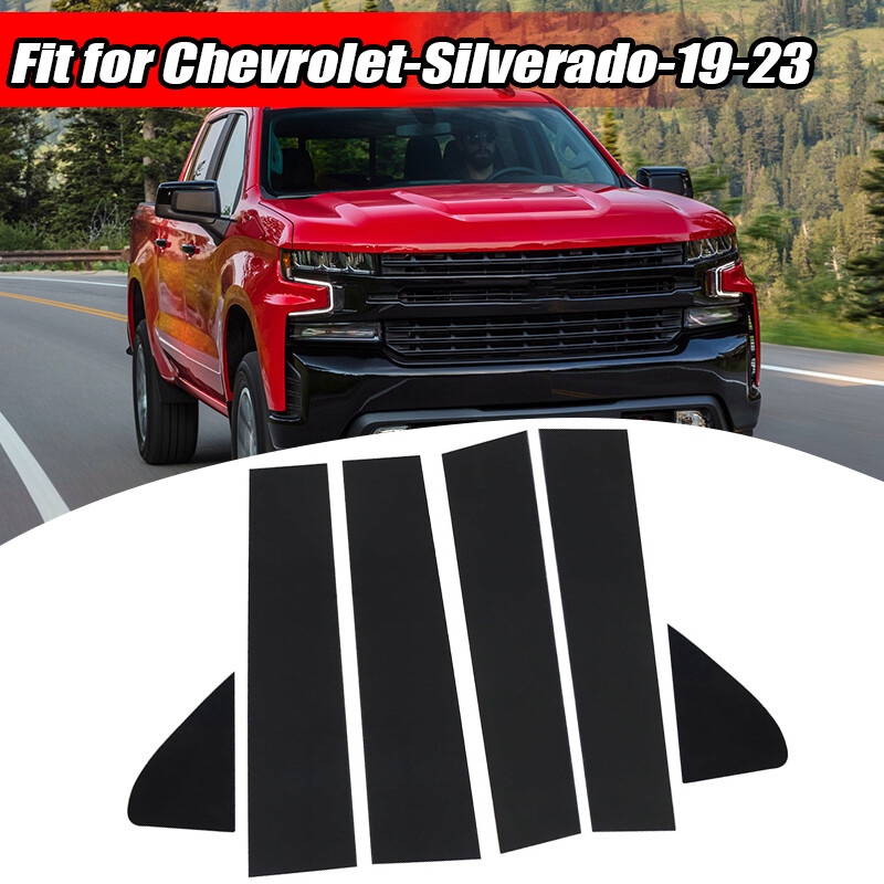 Gloss Black Pillar Posts Window Moldings Trim For GMC Sierra 1500 Silverado