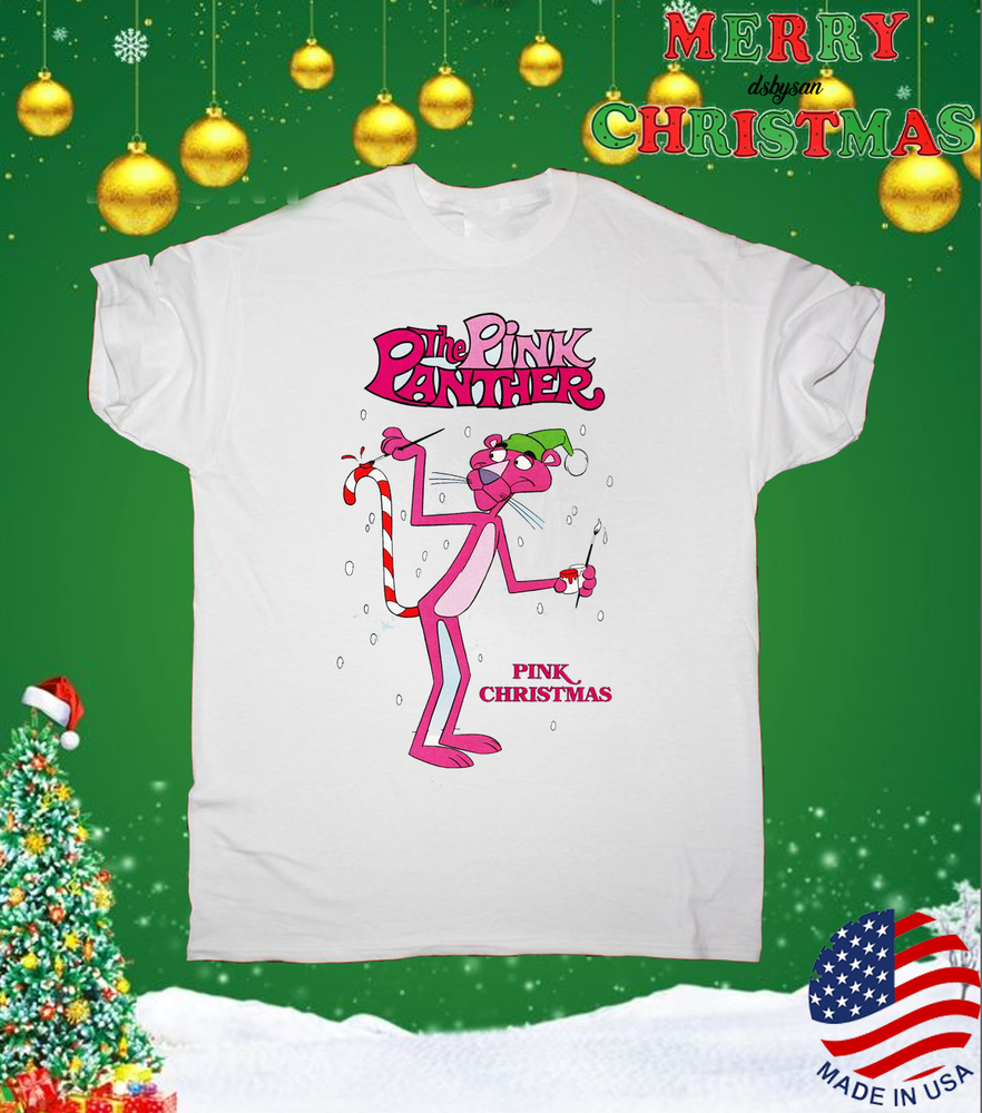 Pink Panther Merry Pink Christmas white shirt All sizes 24