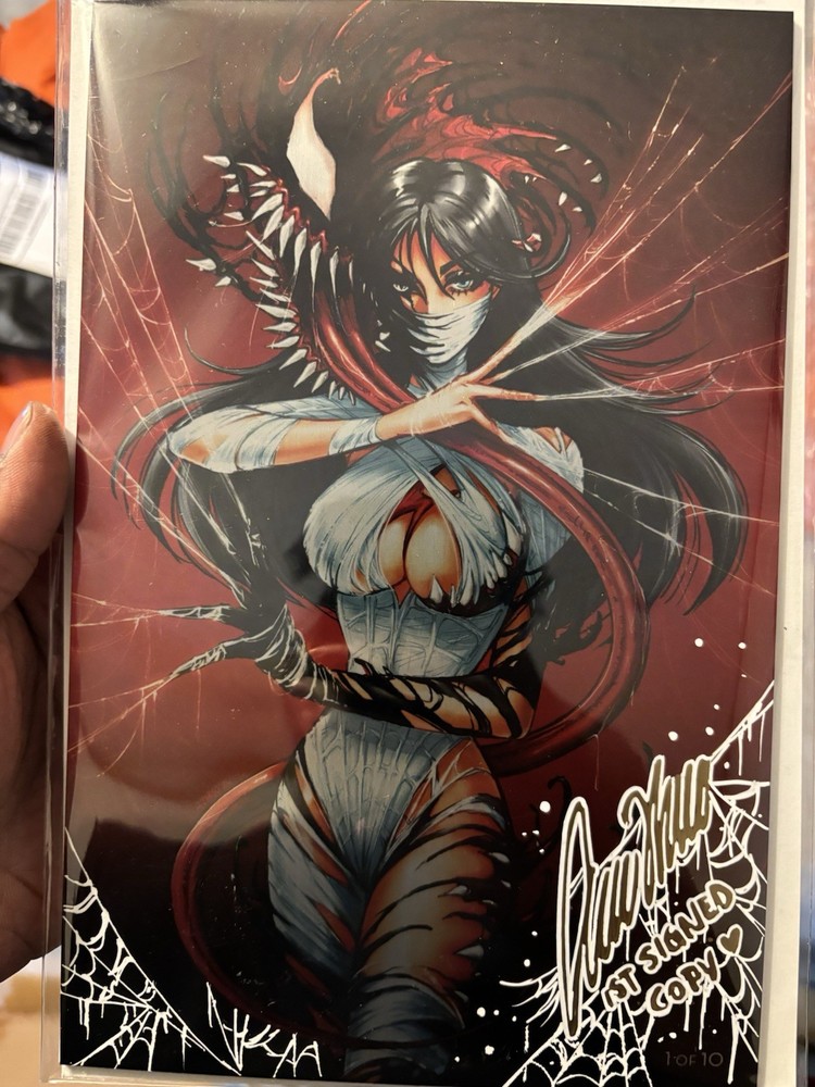 White Widow #1 Red Metal 1/10 Printed Anna Zhuo Variant First Signed & Remarqued