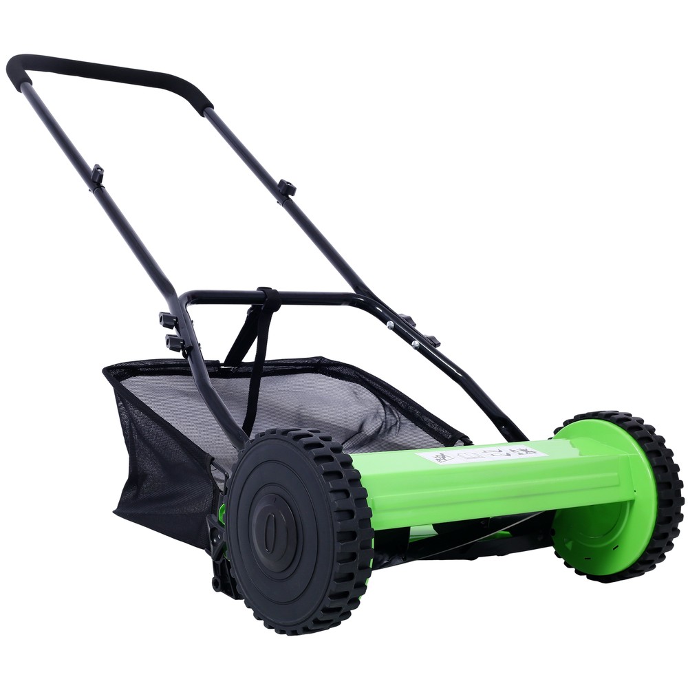 16-Inch 5-Blade Push Reel Lawn Mower with Grass Catcher,GREEN COLOR