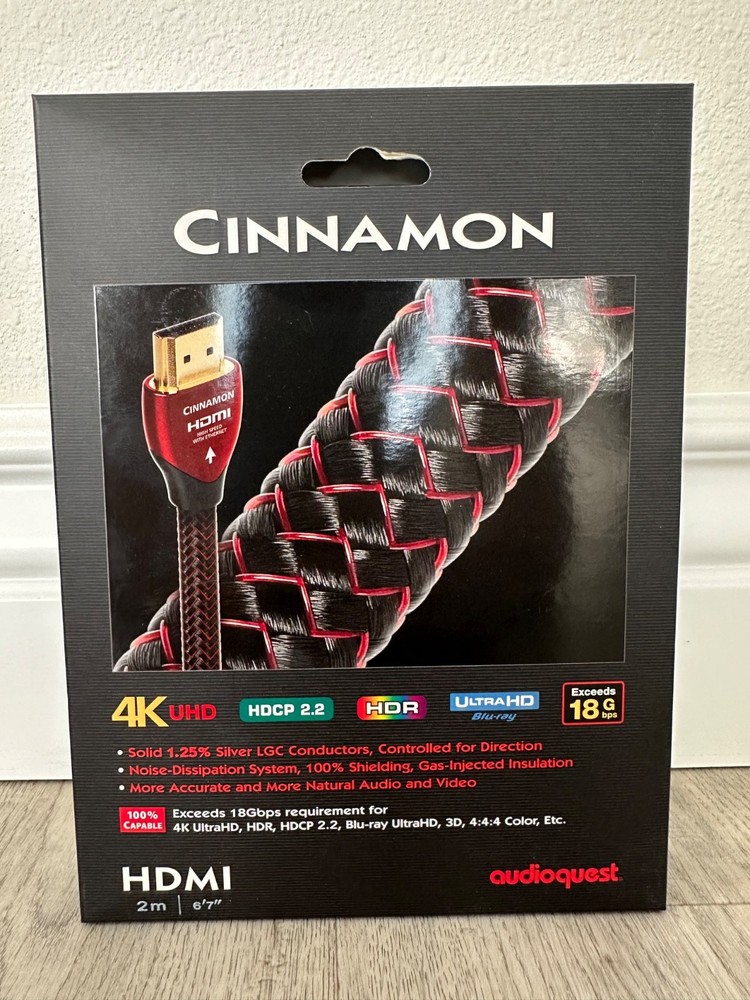 AudioQuest Cinnamon - 6ft - UHD 4K HDMI With Ethernet Cable 18Gb/Ps - NEW