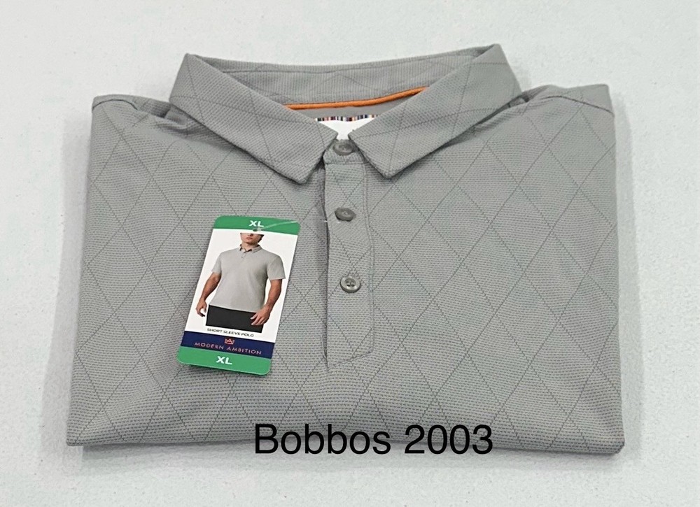 Modern Ambition Men's Short Sleeve Polo Shirt, Gray, Size XL