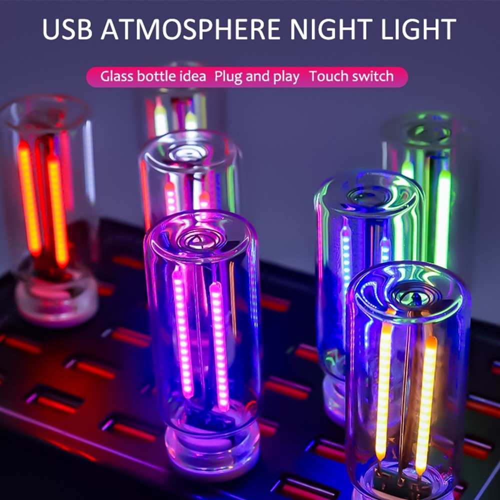 Touch Adjustable Dimmable Mini Car USB Night Light Glass Bottle Lamp Plug & Play