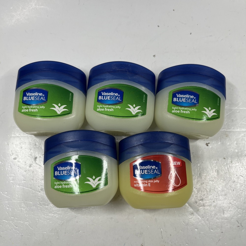 Lot of 5  VASELINE BLUE SEAL ALOE FRESH, (1) w/ Vitamin E - 1.7 FL.OZ (50 ml) ea