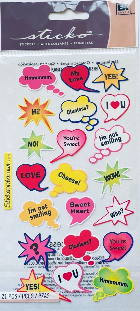Sticko Word Bubble Expression Captions Stickers Planner Supply Scrapbook Craft