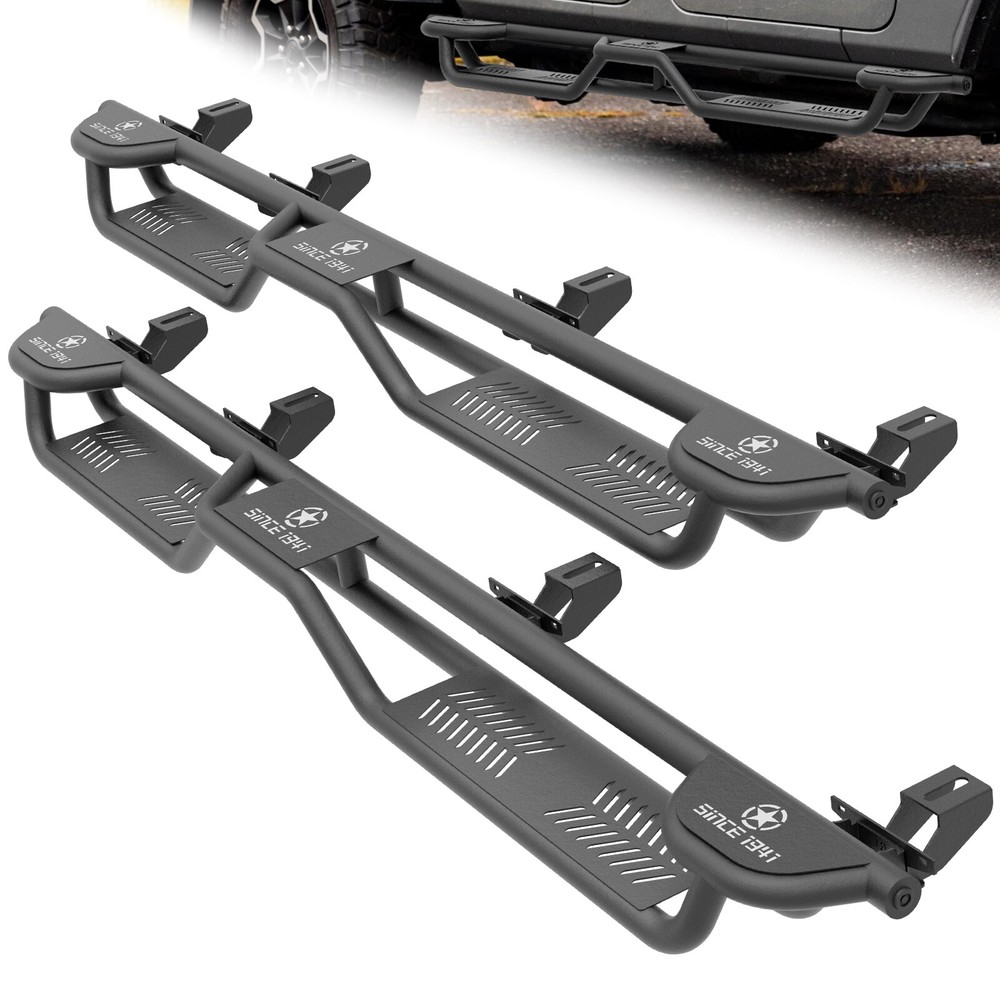 Side Running Boards For 2020-2026 Jeep Gladiator JT 4 Doors Three Raised Steps