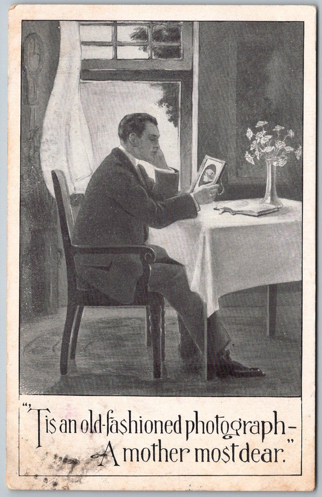 Mothers Day 1916 Postcard Old Fashioned Photograph Mother Most Dear-image