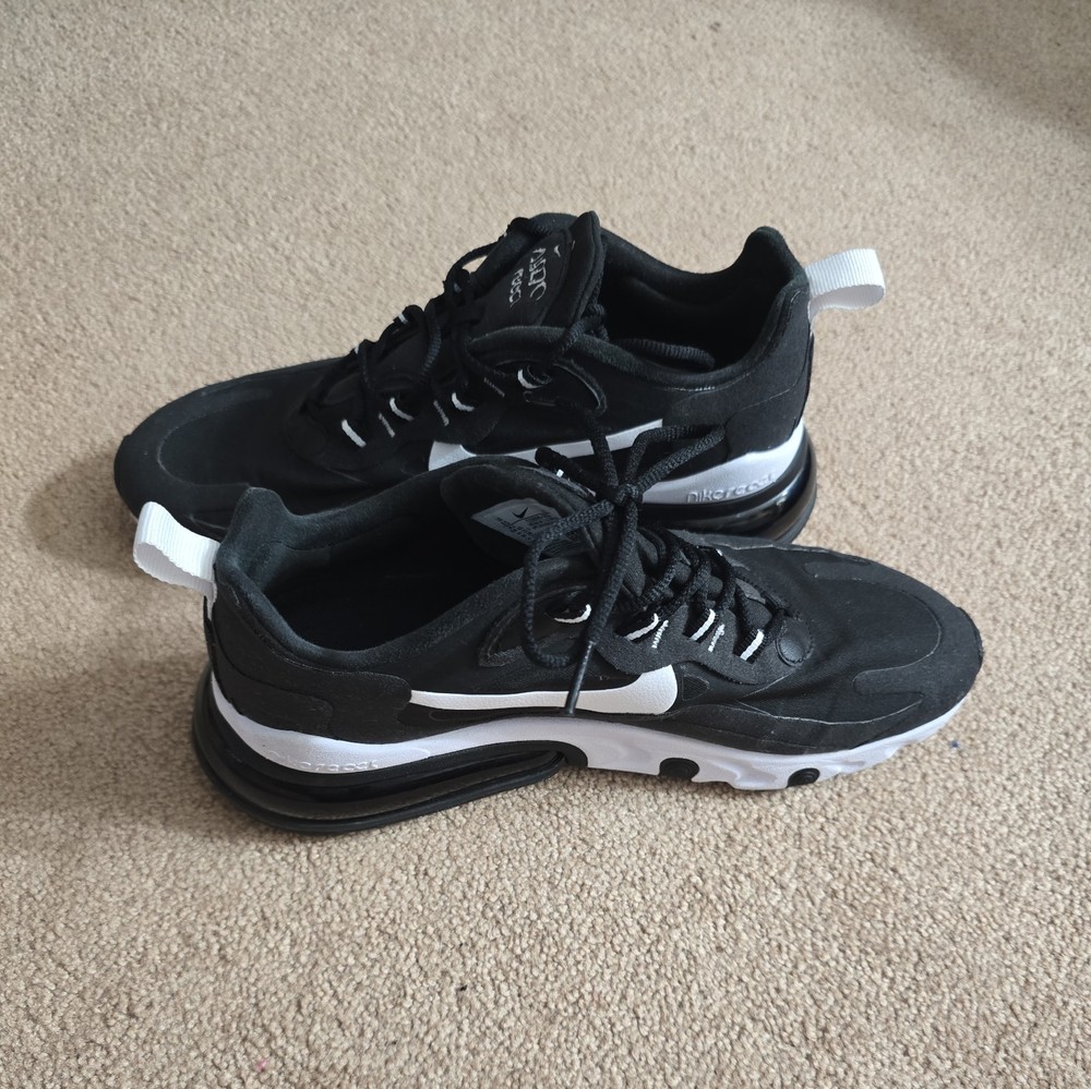 Nike Air Max 270 React Running Training Shoes Black White Mens Size 8.5