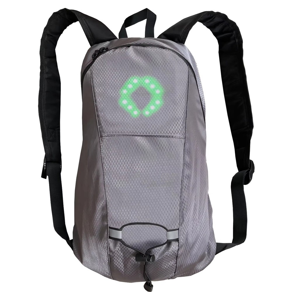 15L Bicycle Backpack with LED Indicator Light Turn Signal Cycling Bag gray