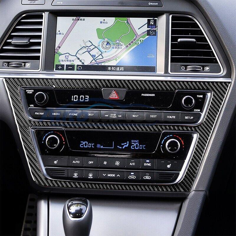 Carbon Fiber Car CD Panel Cover Trim Fits For Hyundai Sonata 9th  2015 2016 2017