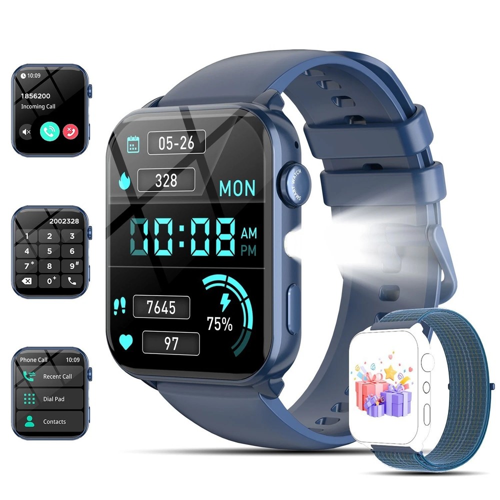 IOWODO Bluetooth Smart Watch Call  Women Men Fitness Tracker For iPhone Samsung