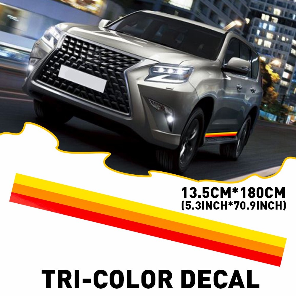 Fit For Toyota Tundra 4Runner Tri-Color Stripe Decal StickerClassic Retro Style