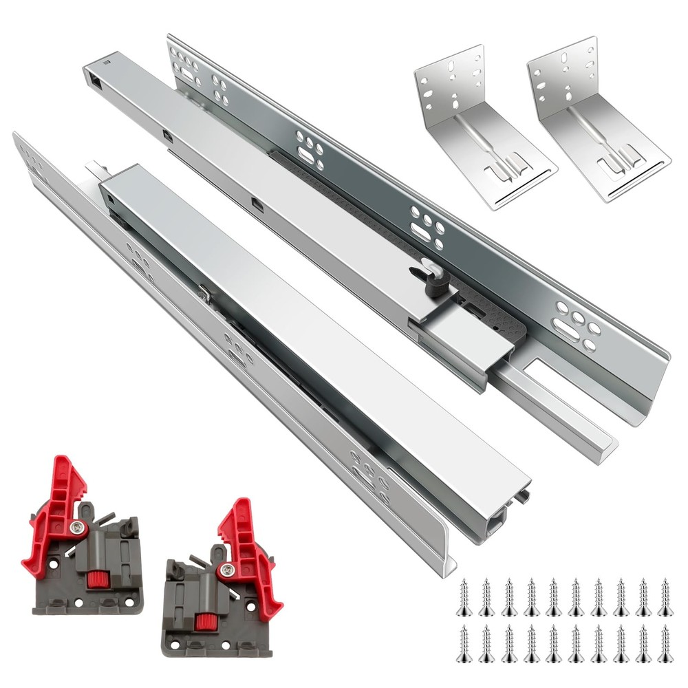 4-Pack 8PCS Undermount Drawer Slides 12-21 Inch Soft Close Bottom Mount Rails
