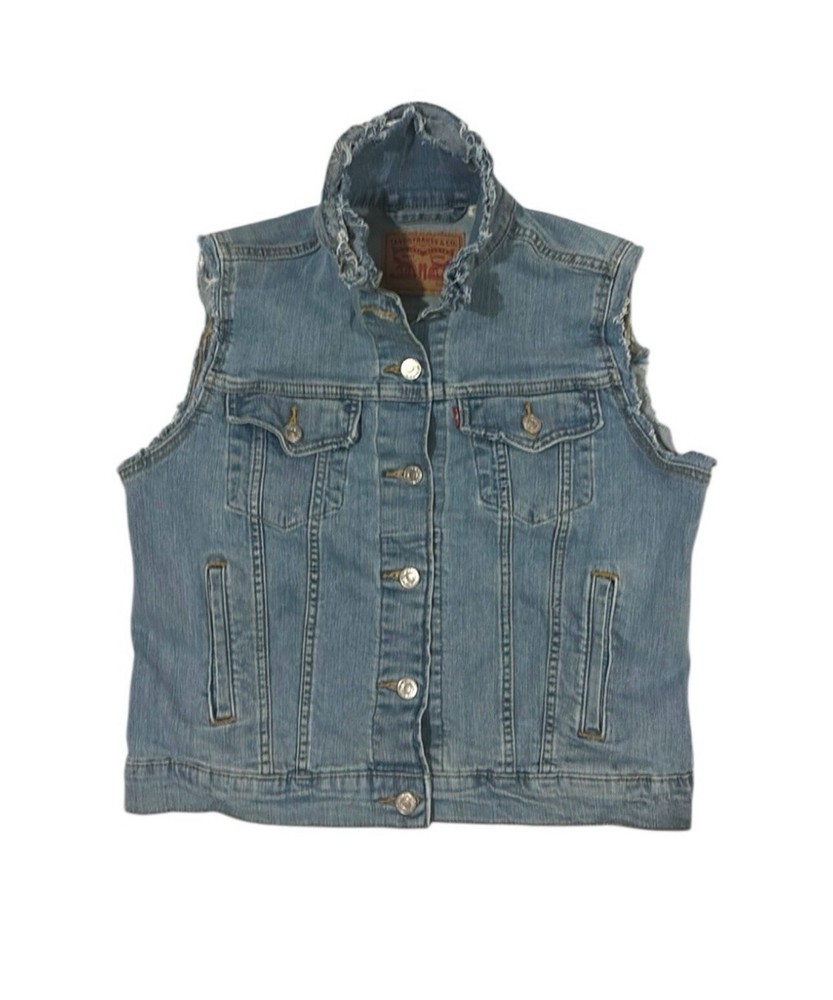Levis Jacket Womens L Blue Trucker Light Wash Denim Classic Button Medium