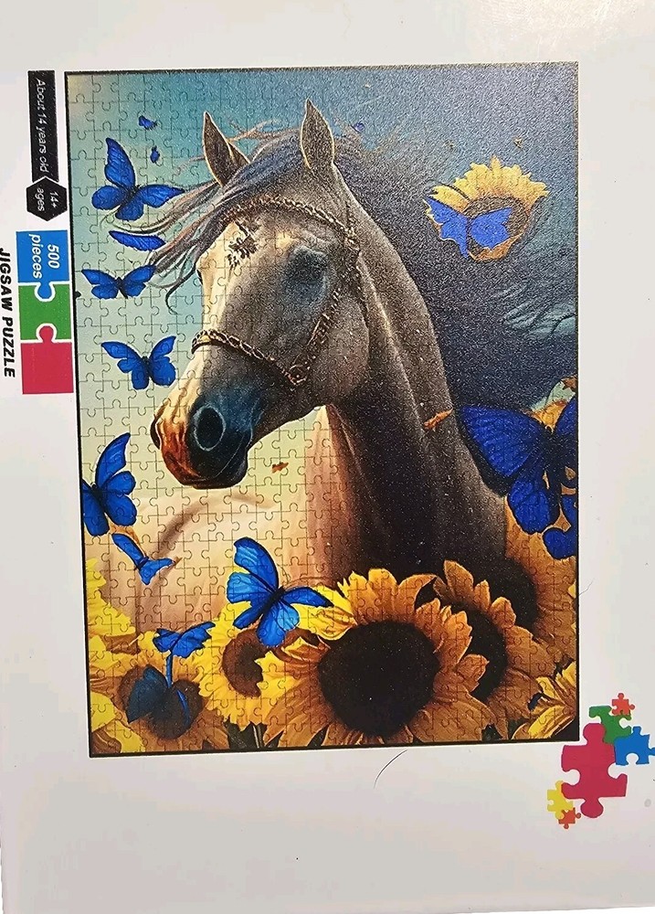 Wooden Horse Puzzle multicolor 500 pieces letters on back pieces ages 14+