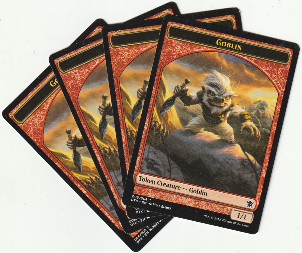 4 MTG Goblin Red Creature Tokens Playset DTK/EN NM EX Condition