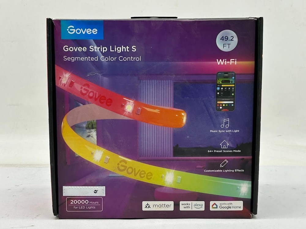 Govee 49.2ft Smart Plug-in Dimmable Color-Changing LED Strip Light (1-Pack)
