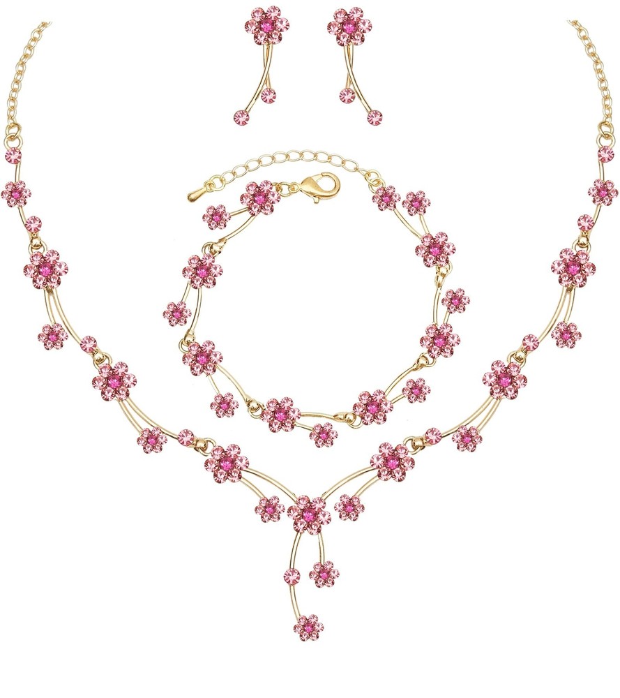 Elegant Leaf Vine Flower Necklace and Earrings Set for Formal Occasions