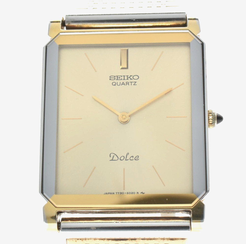 [Near MINT] SEIKO Dolce 7730-5020 Gold Dial Men's Vintage Quartz Watch 25mm
