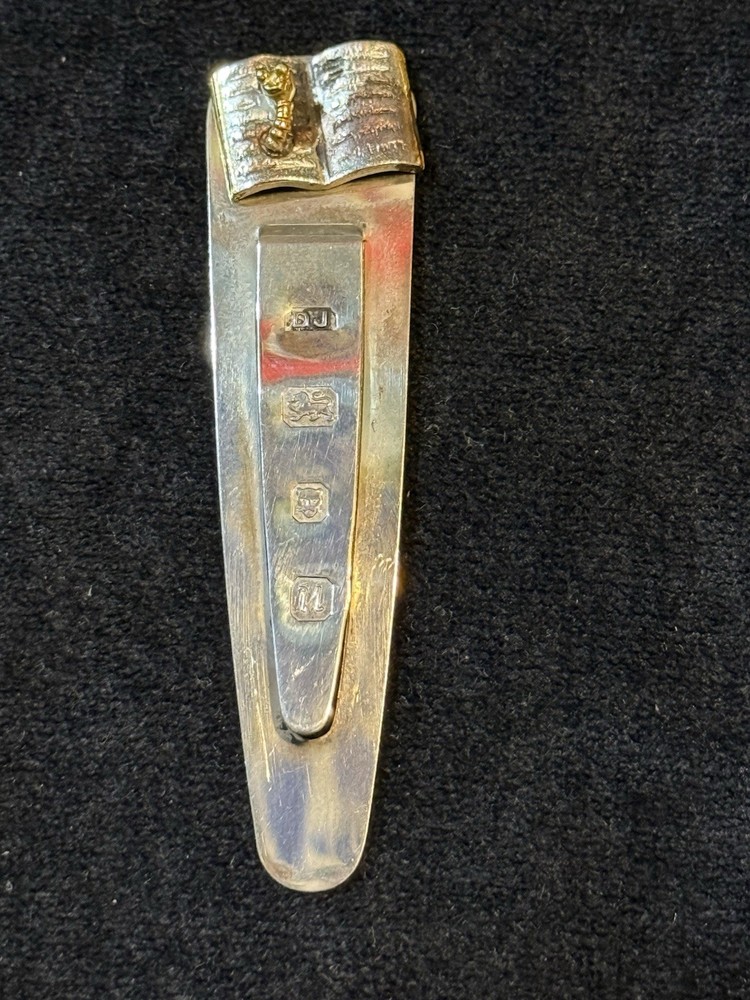 Victorian English London 1800s 1900s Silver Signed DJ Bookworm Bookmark