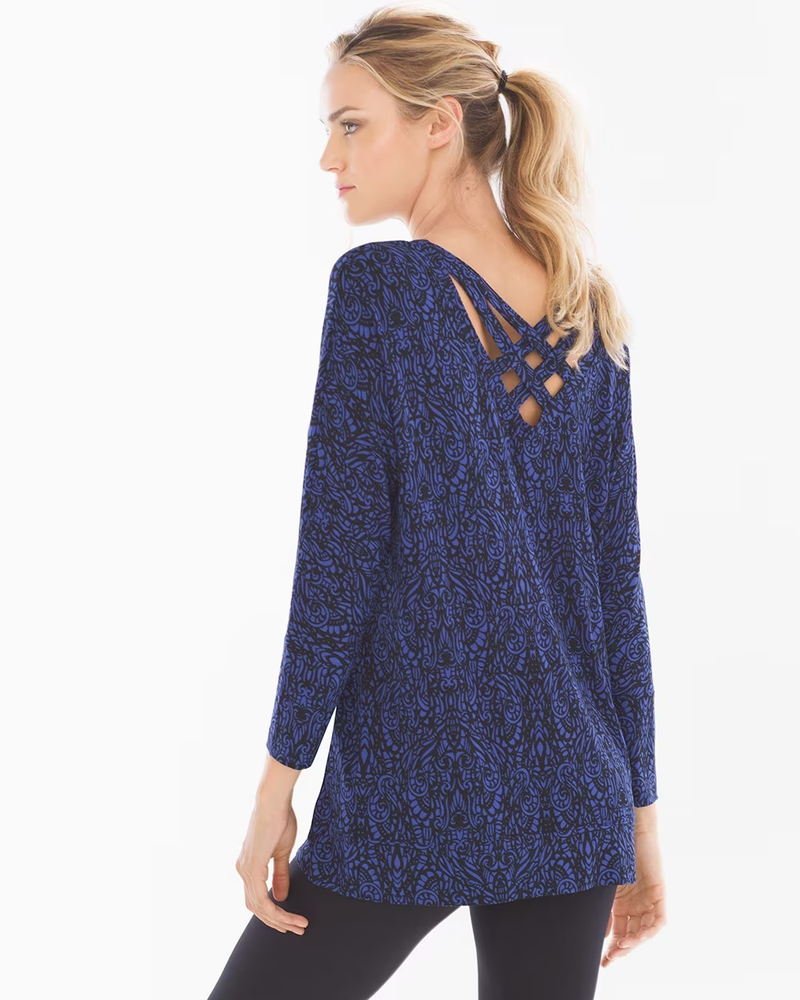 Soma Cross-Back Tunic Splendor Mini Womens Small Strappy Stretch Lounge Travel