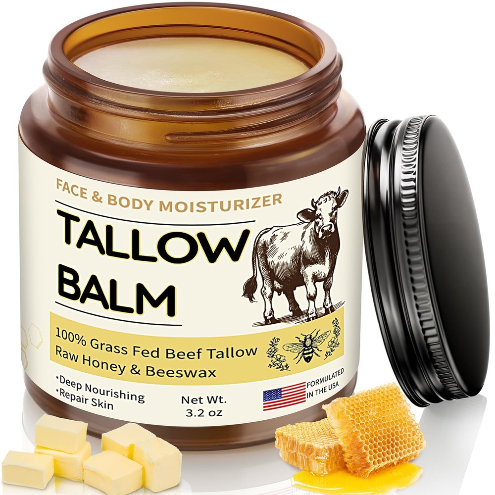 Veakoo Beef Tallow for Skin, Organic Whipped Tallow and Honey Balm, Grass Fed...