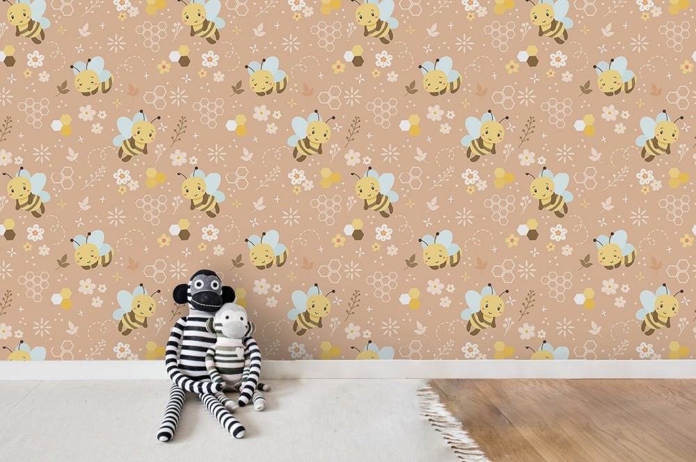 3D Bee Flower Pattern Wall Murals Wallpaper Murals Wall Sticker