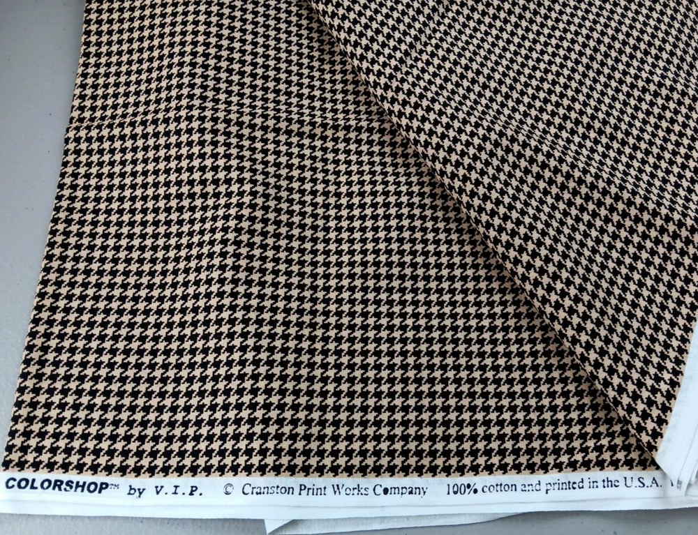 VTG Cranston V.I.P.+ Colorshop Fabric Houndstooth Brown and Tan 100% Cotton BTY