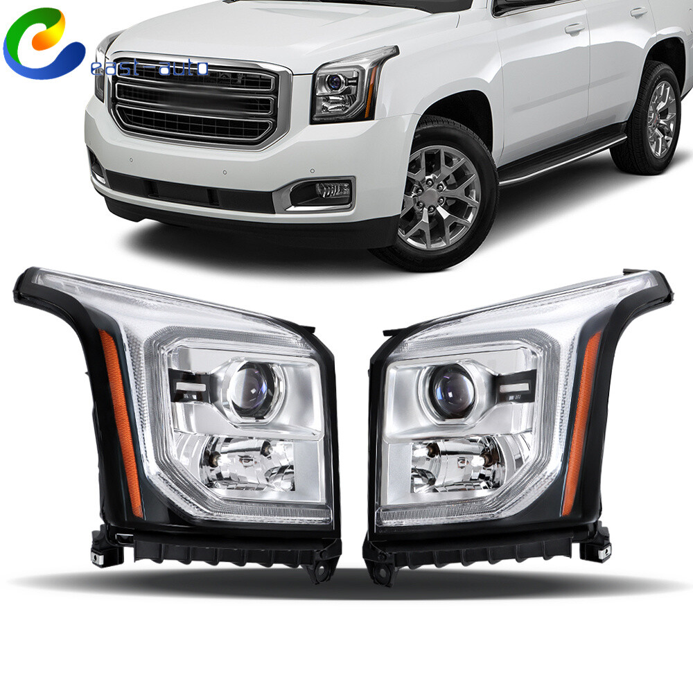 For 2015-2017 GMC Yukon New [Halogen] Projector Headlights W/LED DRL Left+Right