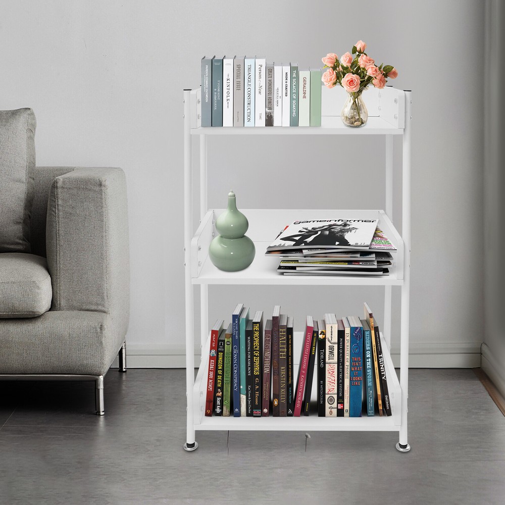3 Tier Portable Bookshelf Bookcase For Small Space Dorm Open 3 Shelf Display USA