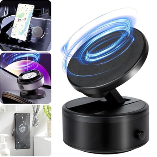 360° Rotatable Magnetic Car Phone Mount - Strong Vacuum Suction & Secure Hold  