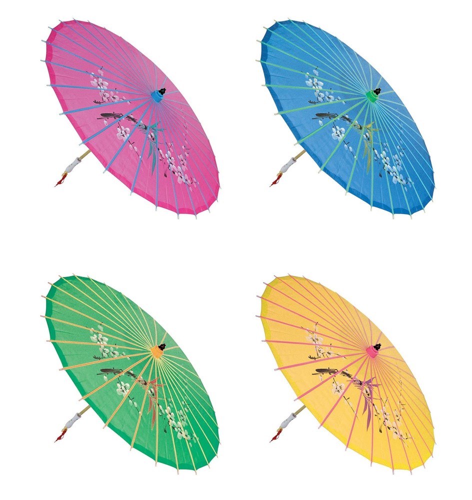 6-Pack 30-Inch Large Asian Silk Umbrellas & Parasols Bundle