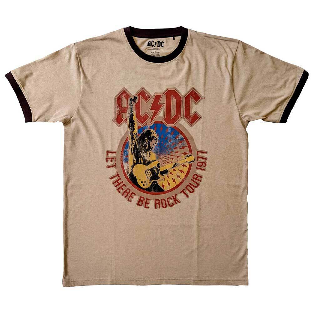 AC/DC Let There Be Rock Tour '77 Official Unisex Sand T-Shirt