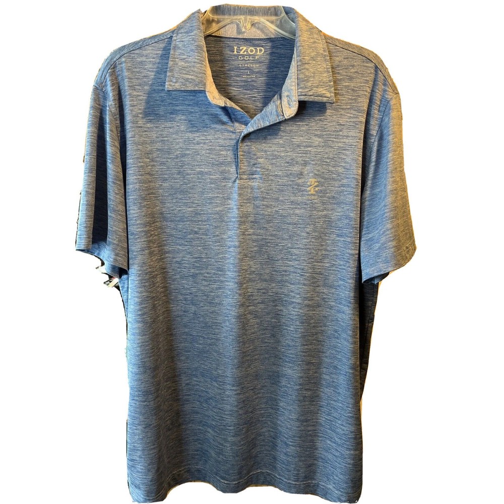 IZOD GOLF Men’s Size L Blue Short Sleeve 1/4 Button Polyester Polo Shirt