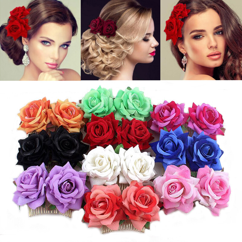Handmade Rose Flower Comb Hairpin for Bridal Wedding Hair Accessories