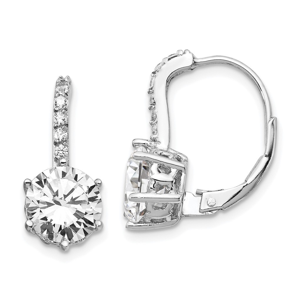Sterling Silver Cubic Zirconia Leverback Drop & Dangle Earrings 2.49gm