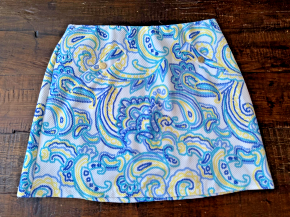 M Pappagallo Jacquard Skort Size Medium Bright Print Tennis Golf Travel