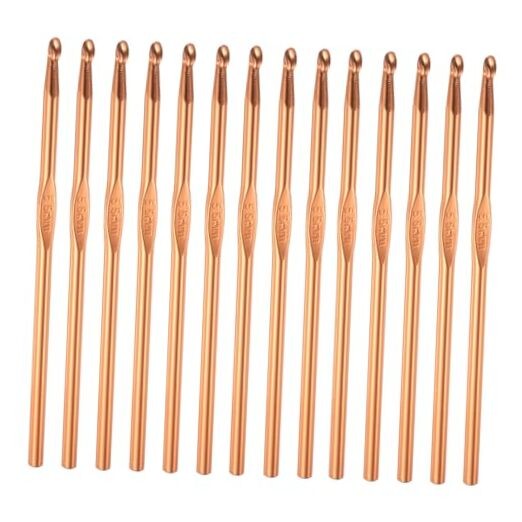 5.5mm Aluminum Crochet Hooks 14PCS Set in Brown