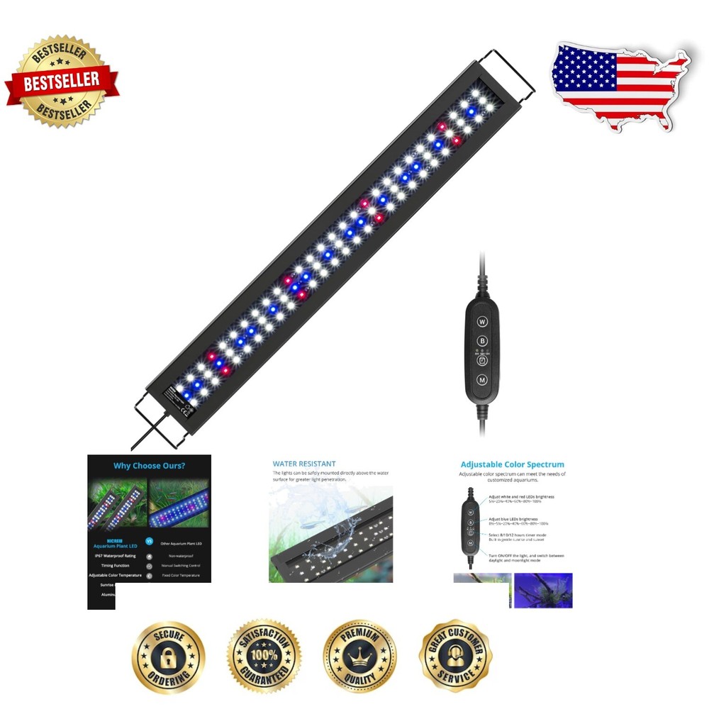 16W LED Aquarium Light with Sunrise Sunset Timer and Adjustable Brackets