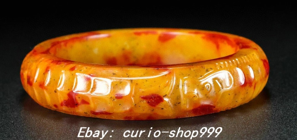60MM Han Dynasty Hetian Jade Beast Carved Bracelet