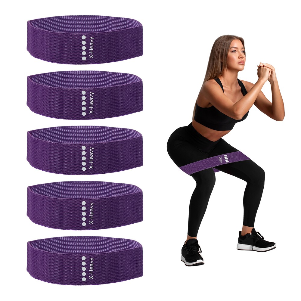 Elastic X-Heavy Resistance Bands for Workout - Purple, 5-Pack